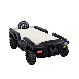 Lit Voiture JEEP 90x190cm Avec Sommier - Noir