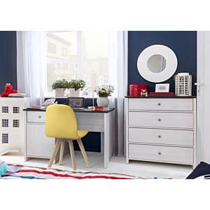 Bureau PORTO 1 Porte + 1 Tiroir - Blanc / Noyer