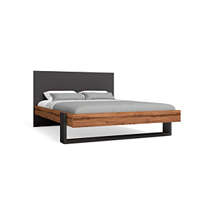 Lit MALTA 140x190cm Sans Sommier - Noyer / Gris Anthracite