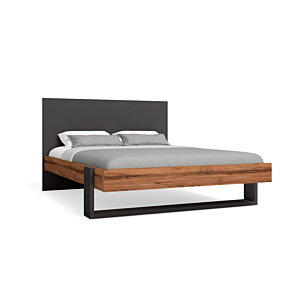 Lit MALTA 160x200cm Sans Sommier - Noyer / Gris Anthracite