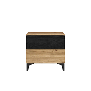 Table De Chevet ZEBRA 2 Tiroirs - Chêne / Gris Anthracite