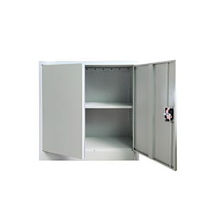 Armoire STEEL 85x40x90cm Portes Battantes - Gris/Blanc