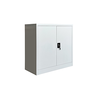Armoire STEEL 85x40x90cm Portes Battantes - Gris/Blanc