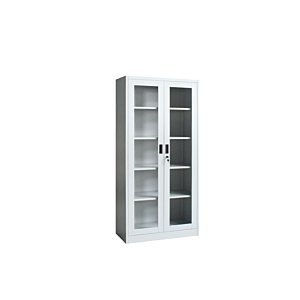 Armoire STEEL 2 Portes Vitrées - Gris / Blanc