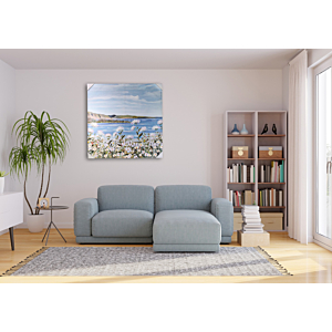 Tableau Vue Sur Mer Handmade 100x100cm - Bleu