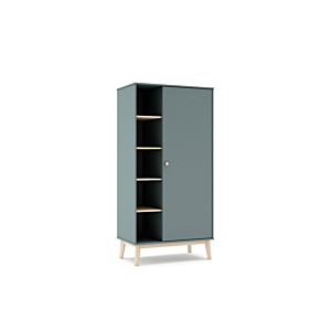 Armoire SACHA 1 Porte + 5 Niches - Vert Kaki / Chêne Armoires
