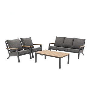 Set Jardin SILL Banc +2 fauteuils + Table basse - Anthracite Salons de jardin bas