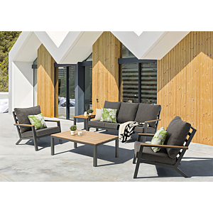 Set Jardin SILL Banc +2 fauteuils + Table basse - Anthracite