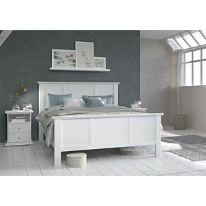 Pack Lit MARGAUX + Sommier + 2 Chevets - Blanc 
