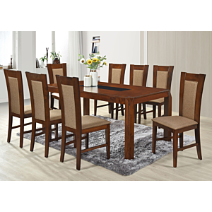 Set Table À Manger JOCELINE Avec 8 Chaises - Marron