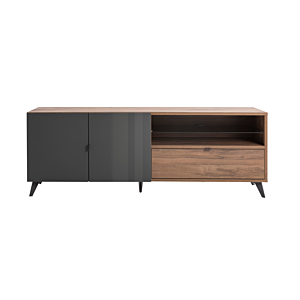 Meuble TV INFINITO - Gris Anthracite / Marron