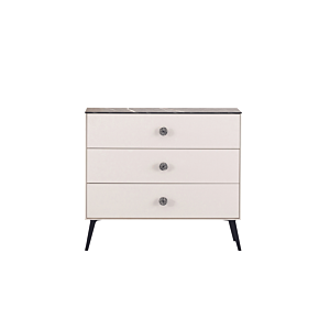 Commode NIA Avec 3 Tiroirs - Blanc / Noir / Marbre Commodes et coiffeuses