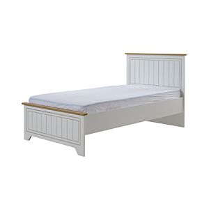 Lit MANGO Avec Sommier 120x200cm - Blanc / Chêne 