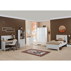 Armoire MANGO 3 Portes - Blanc / Chêne
