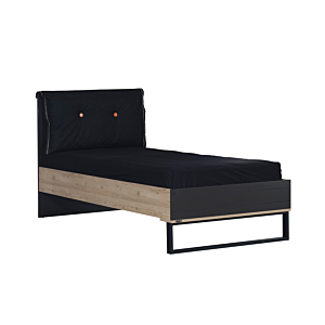 Lit BOSS 90x200cm Avec Sommier - Gris Foncé / Beige