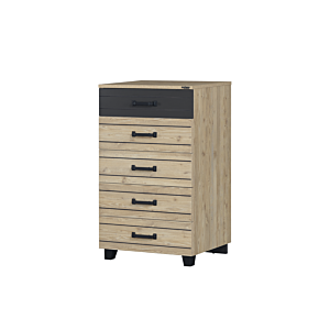 Chiffonnier BOSS 5 Tiroirs - Gris Foncé / Beige Commodes