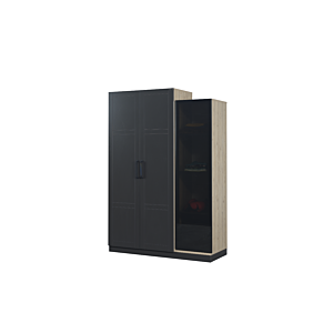 Armoire BOSS 2 Portes + 4 Niches - Gris Foncé / Beige Armoires