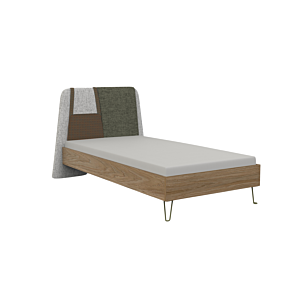 Lit GRETA Avec Sommier - Blanc / Chêne / Vert Lits enfant