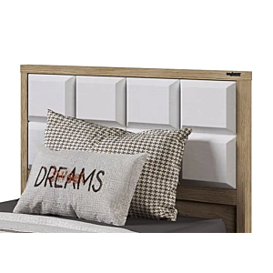 Lit HUGA 120x200cm Avec Sommier - Beige / Chêne 