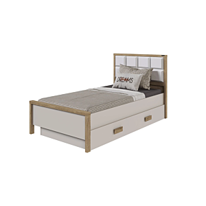Lit HUGA 120x200cm Avec Sommier - Beige / Chêne Lits enfant