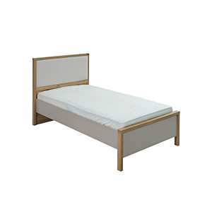 Lit HUGA 120x200cm Avec Sommier - Beige / Chêne 
