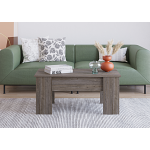 Table Basse JUNIO Avec Plateau Relevable - Marron Foncé