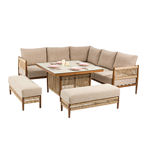 Coin Jardin OSLO 5 Places + Table Haute - Beige Salon de jardin