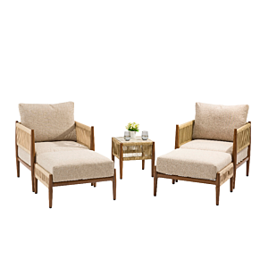 Set Relax OSLO 2 Fauteuils +2 Reposes pieds et Table Basse - Beige Salon de jardin