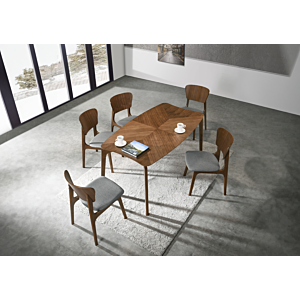 Set Table À Manger NIRO Avec 4 Chaises - Marron