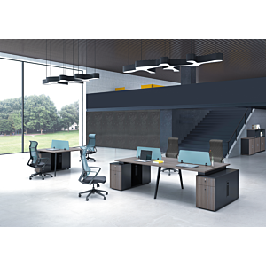 Bureau WORKSTATION RESPECT 4 Places - Marron / Gris