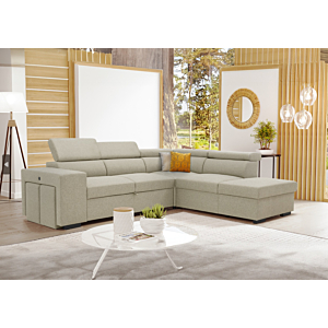Canapé D'angle HOLMES Réversible + 2 Poufs
