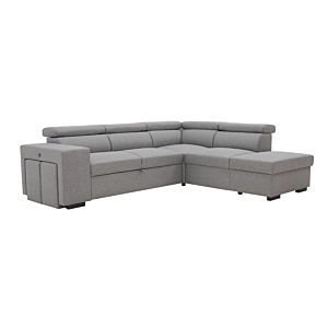 Canapé D'angle HOLMES Réversible + 2 Poufs - Gris