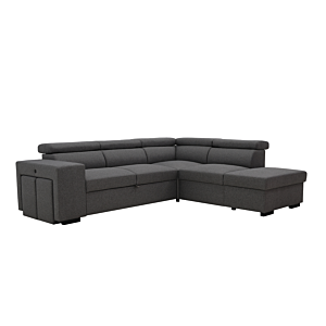 Canapé D'angle HOLMES Réversible + 2 Poufs - Gris Foncé