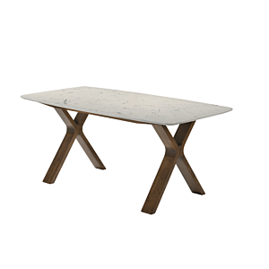 Table à Manger MARCELLA - Blanc / Marron Promos printemps