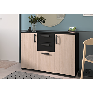 Commode CELEST 3 Portes - Beige / Noir