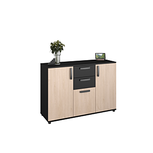 Commode CELEST 3 Portes - Beige / Noir Commodes