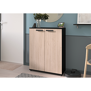 Commode CELEST 2 Portes - Beige / Noir