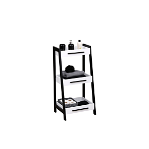 Meuble Salle De Bain Forme Pyramide - Blanc / Noir Organisateurs