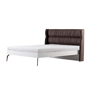 Set Lit BASALTO Avec Sommier - Blanc / Marron Lits adulte