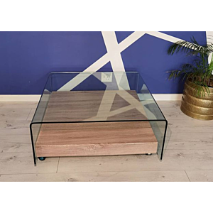 Table Basse Carrée KINSHASA Avec Niche - Blanc / Beige