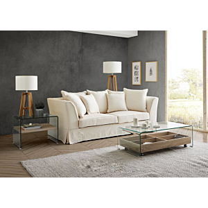 Table Basse KINSHASA Avec Niche - Blanc / Beige