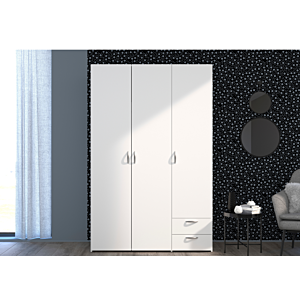 Armoire SOLUCE 3 Portes + 2 Tiroirs - Blanc