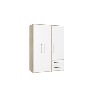 Armoire MOKKARIS Avec 3 Portes Et 2 Tiroirs - Beige / Blanc