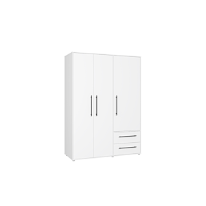 Armoire MOKKARIS Avec 3 Portes 2 Tiroirs Et Poignées Verticales - Blanc