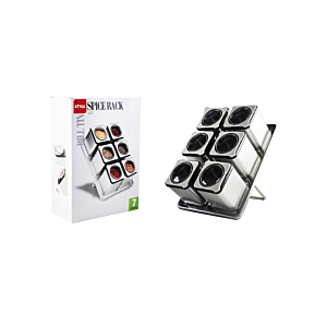 Set De 6 Pots à épices Avec Support + Couvercle - Argenté