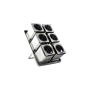 Set De 6 Pots à épices Avec Support + Couvercle - Argenté Rangement cuisine