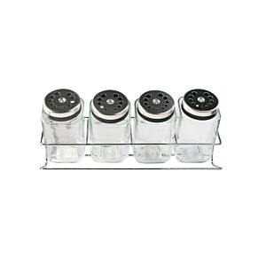 Set De 4 Pots À épices En Verre Avec Support - Blanc Rangement cuisine