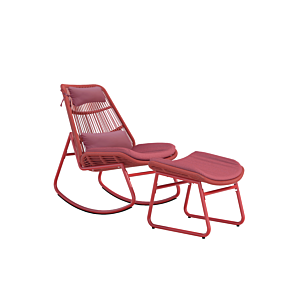 Chaise Relax + Repose Pieds ALICIA - Rouge