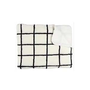 Plaid SHERPA Carreaux 130x160cm - Blanc Plaid et couvertures