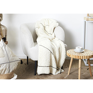 Plaid SHERPA Aux Motifs Tressés - Blanc